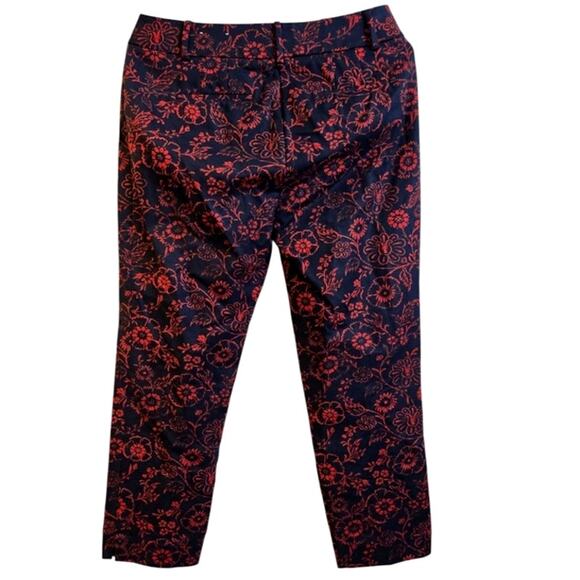 LOFT Julie Navy & Red Floral Ankle Pants Size 4 - Picture 3 of 8